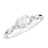 Rosec Jewels 0.5 carat cubic zirconia solitaire promise ring with Celtic knot design, showcasing a sparkling center stone and intricate band.