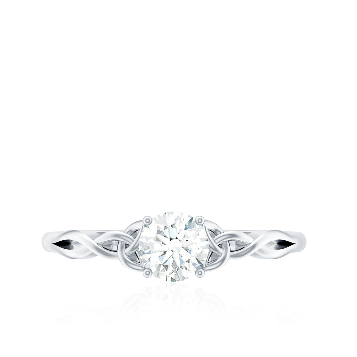 Rosec Jewels 0.5 carat solitaire cubic zirconia promise ring featuring a Celtic knot design, showcasing elegant craftsmanship.
