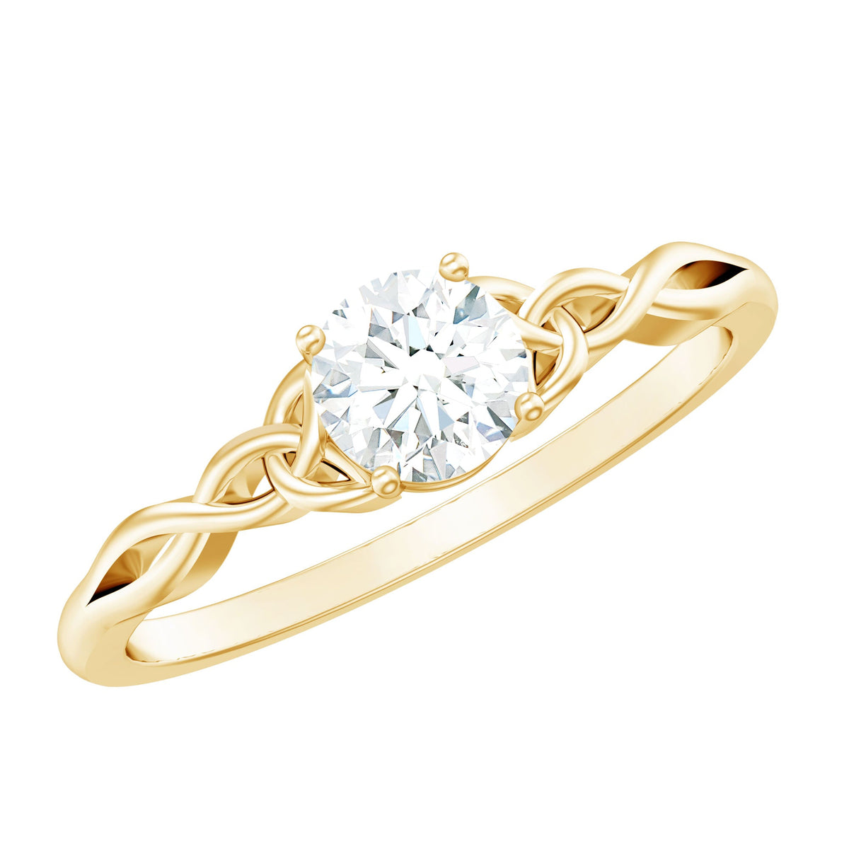 Silver 0.5 carat cubic zirconia solitaire promise ring with Celtic knot design by Rosec Jewels, showcasing intricate details.
