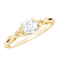 Silver 0.5 carat cubic zirconia solitaire promise ring with Celtic knot design by Rosec Jewels, showcasing intricate details.
