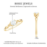 Rosec Jewels 0.5 carat solitaire cubic zirconia promise ring featuring a Celtic knot design on a sleek silver band.