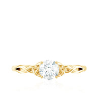 Rosec Jewels 0.5 carat cubic zirconia solitaire promise ring with Celtic knot design, showcasing intricate metalwork and sparkling stone.