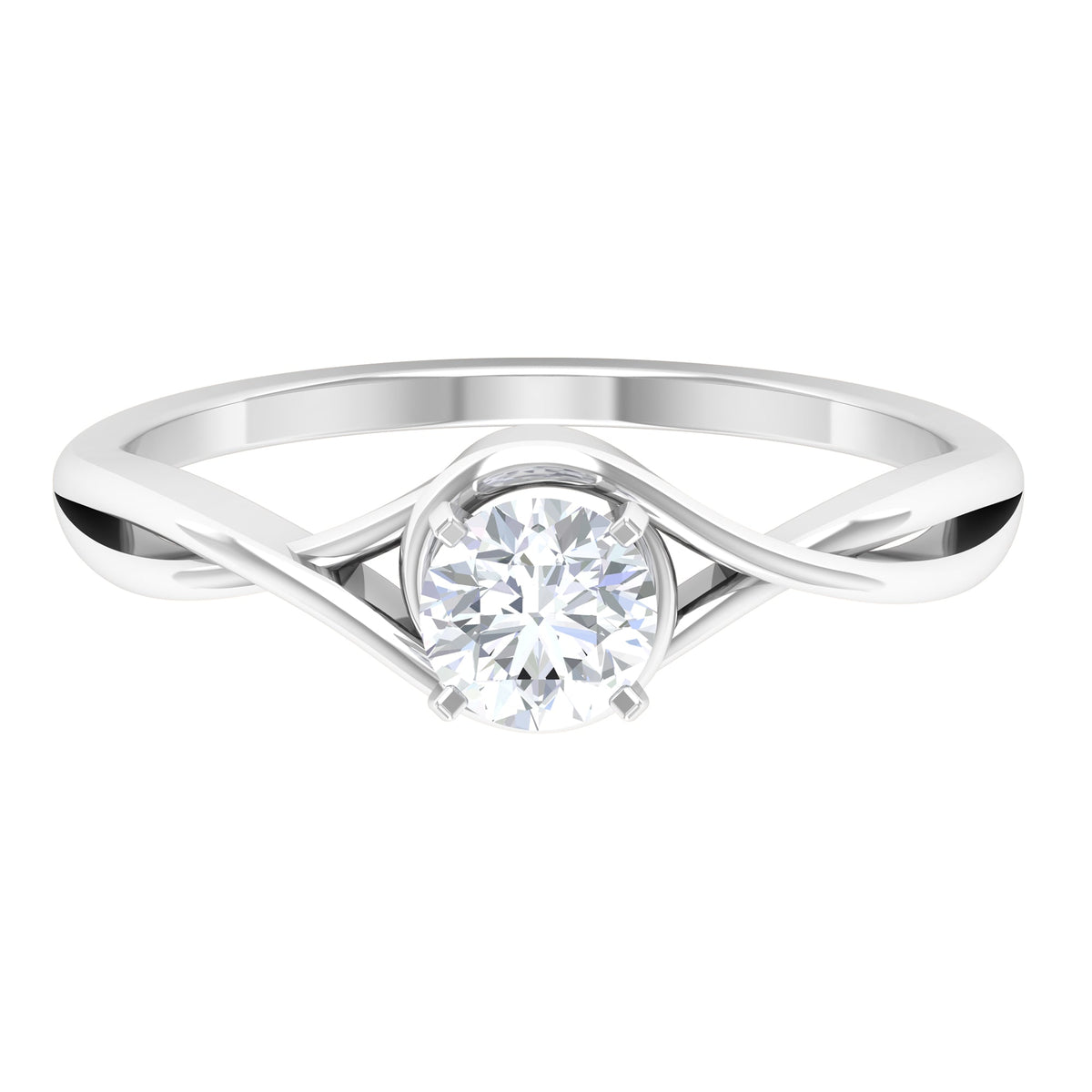 Rosec Jewels 1/2 CT round solitaire zircon crossover engagement ring with a sleek band and sparkling center stone.