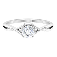 Rosec Jewels 1/2 CT round solitaire zircon crossover engagement ring with a sleek band and sparkling center stone.