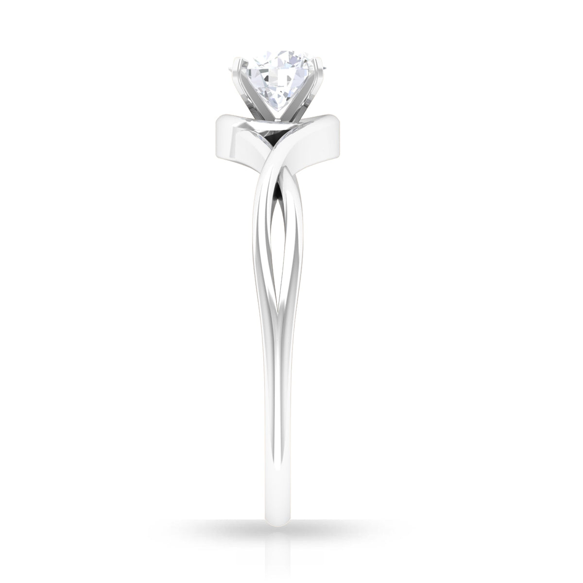 Rosec Jewels 1/2 CT round solitaire zircon crossover engagement ring with a sleek band and sparkling center stone.