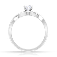 Round solitaire zircon crossover engagement ring with 1/2 ct center stone, featuring a sleek band design by Rosec Jewels.