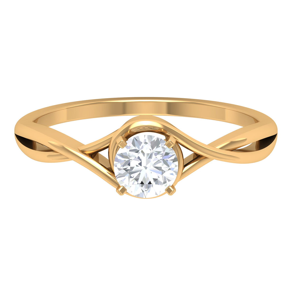 Rosec Jewels 1/2 CT round solitaire zircon crossover engagement ring with sparkling center stone and elegant band.