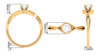 Rosec Jewels 1/2 CT round solitaire zircon crossover engagement ring with a sleek band and sparkling central stone.