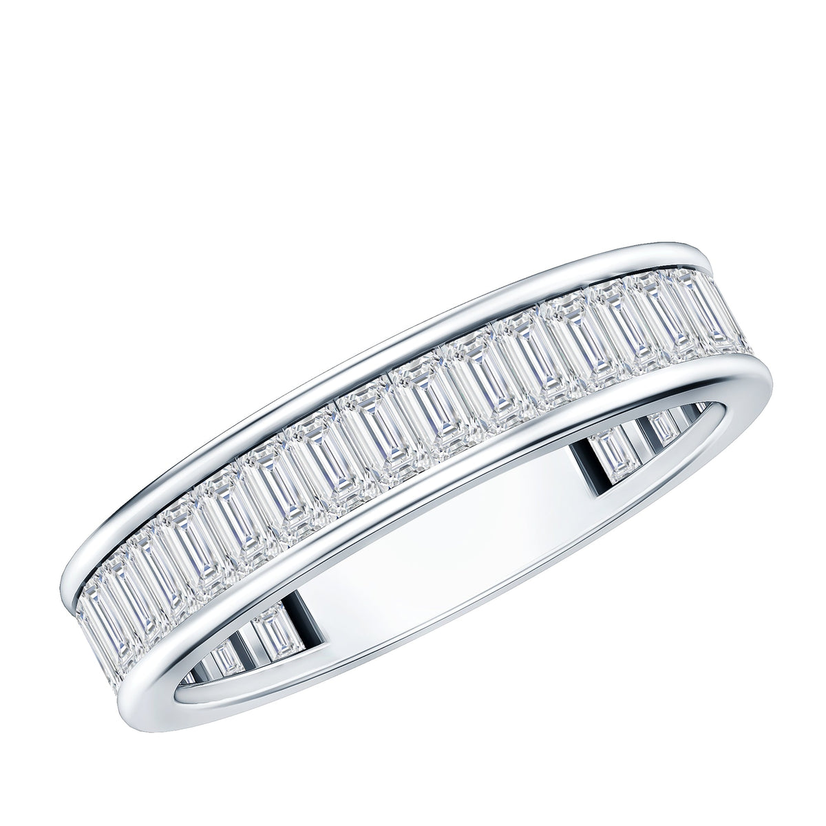 1/2 CT Channel Set Baguette Cut Zircon Eternity Band Ring