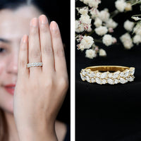 Marquise and Round Zircon Half Eternity Band Ring