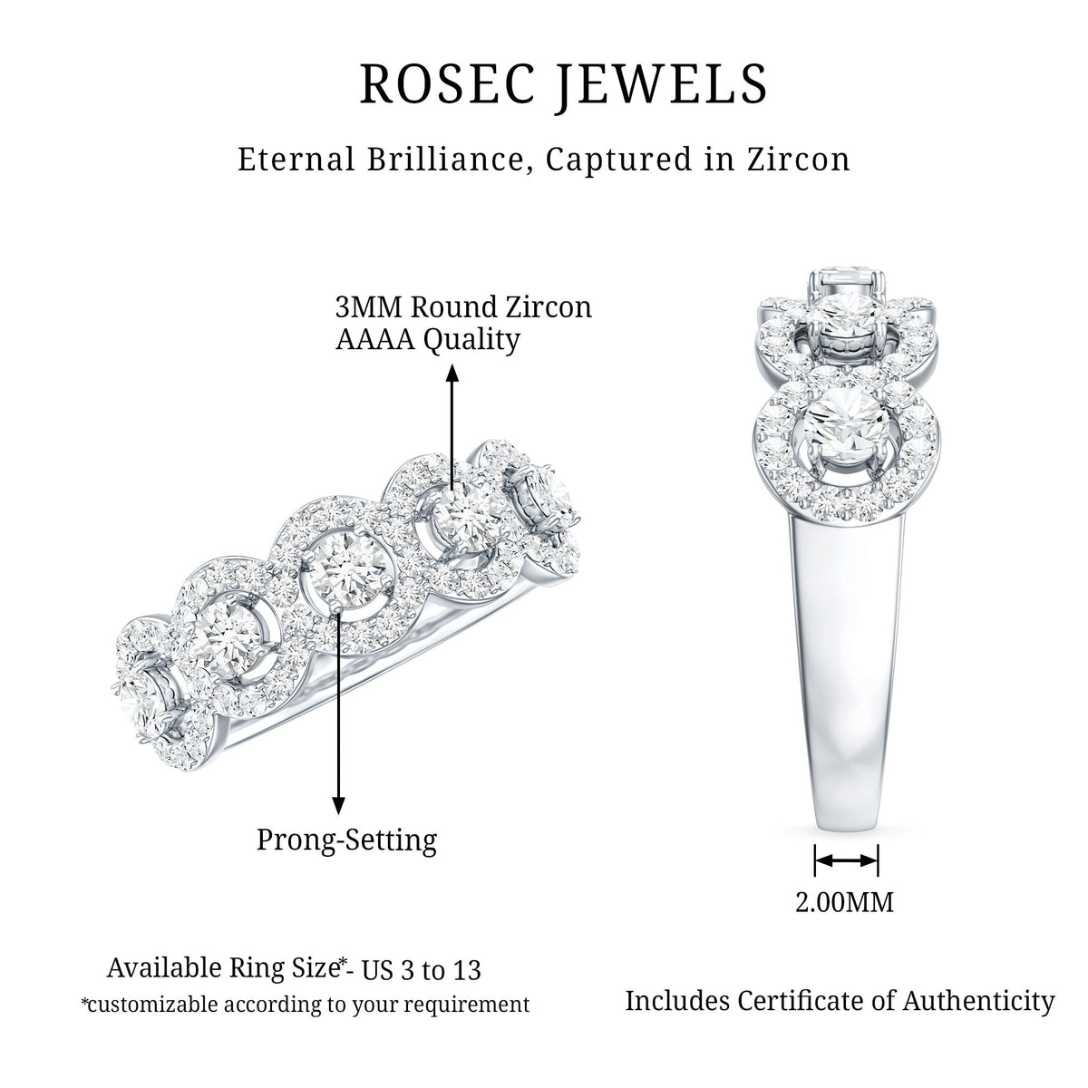 Classic Cubic Zirconia Halo Wedding Band Ring