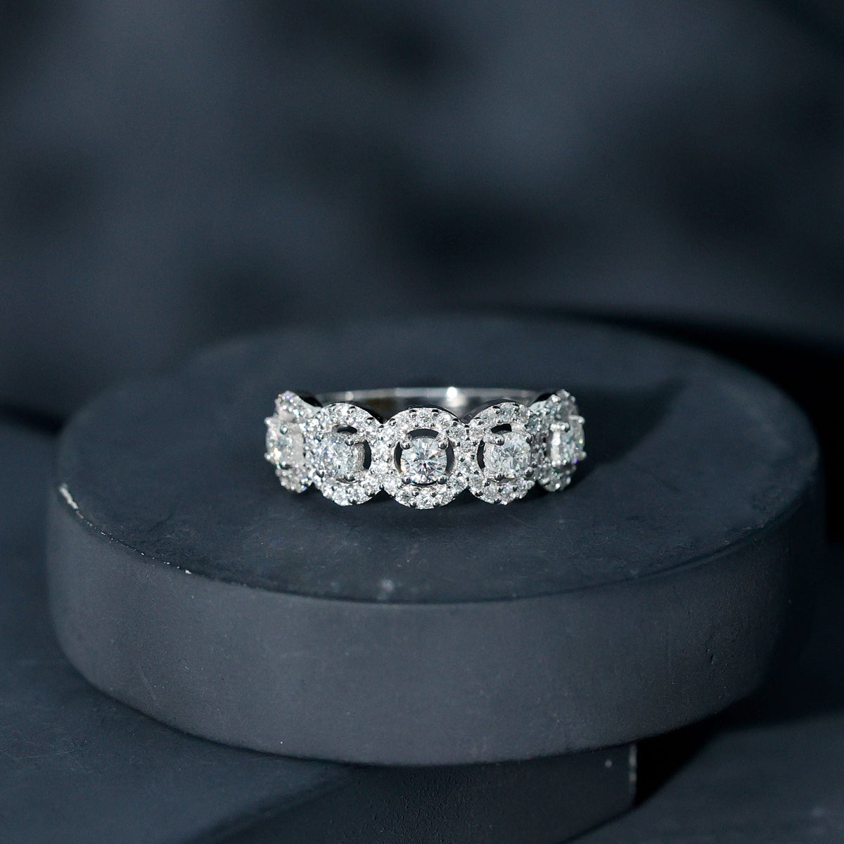 Classic Cubic Zirconia Halo Wedding Band Ring