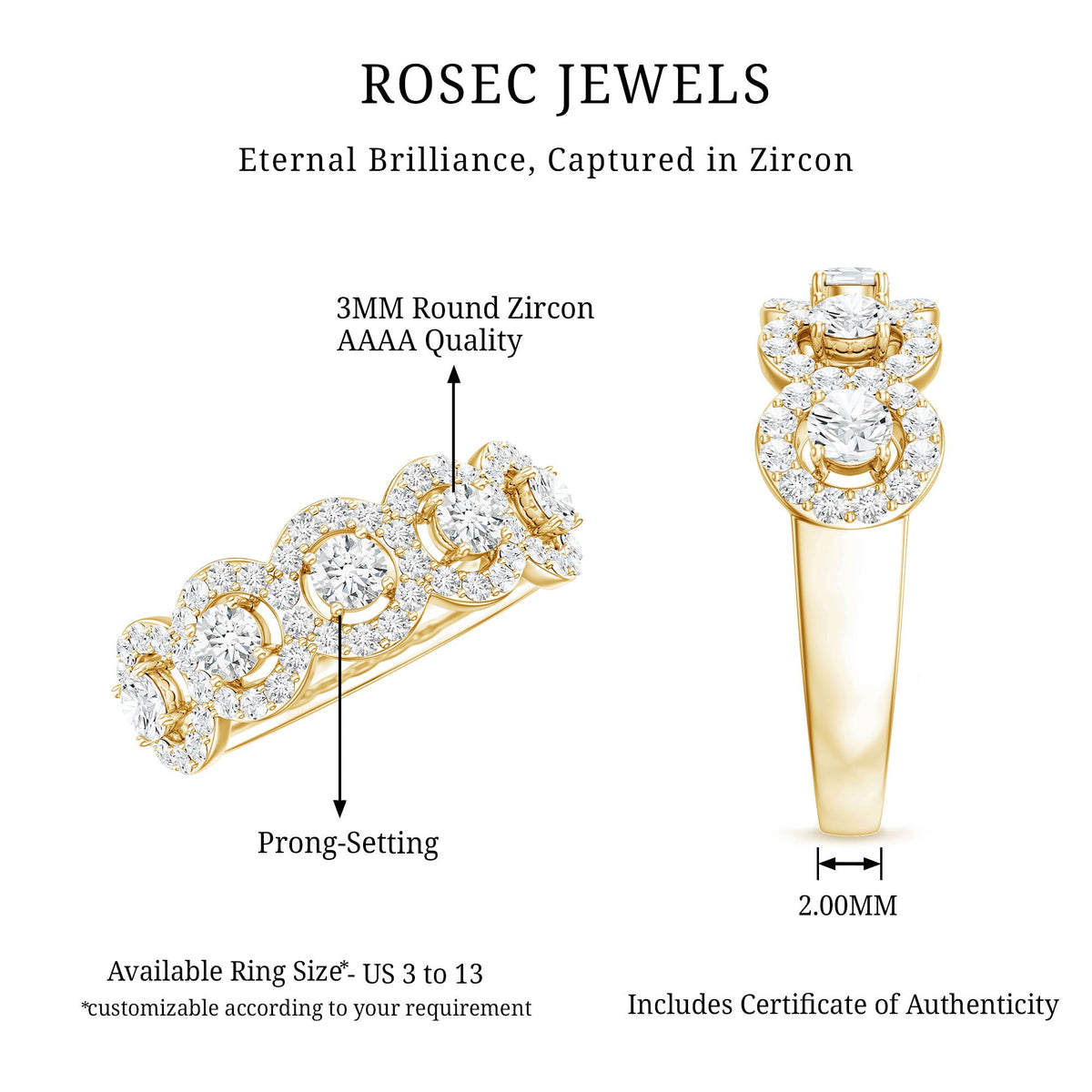Classic Cubic Zirconia Halo Wedding Band Ring