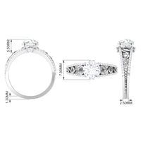 Vintage-style solitaire 1 carat cubic zirconia engagement ring by Rosec Jewels featuring a sparkling central stone and intricate band details.