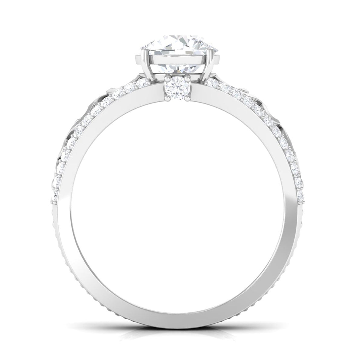 Vintage-looking solitaire engagement ring with a 1-carat cubic zirconia stone in a detailed setting, by Rosec Jewels.