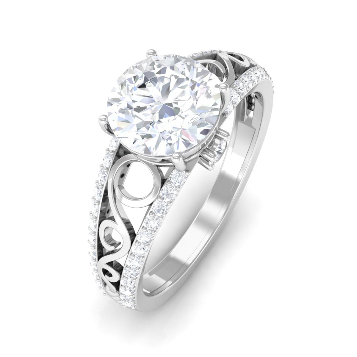 Rosec Jewels vintage-style solitaire 1 carat cubic zirconia engagement ring with intricate detailing and a central sparkling stone.