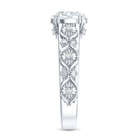 Vintage-inspired 2-carat zircon flower engagement ring by Rosec Jewels, featuring intricate floral design and sparkling stones.
