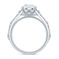 Vintage-inspired 2 Carat Zircon flower engagement ring by Rosec Jewels featuring intricate floral design and sparkling stone details.