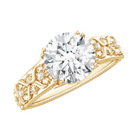 Vintage-inspired 2 carat Zircon flower engagement ring by Rosec Jewels featuring intricate floral design and sparkling center stone.