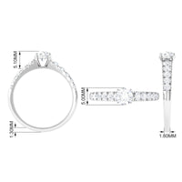 Rosec Jewels 1 CT round cubic zirconia side stone engagement ring showcasing sparkling stones and elegant band design.