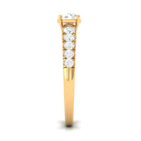 Round cubic zirconia side stone engagement ring by Rosec Jewels featuring a 1-carat center stone and sparkling side accents.
