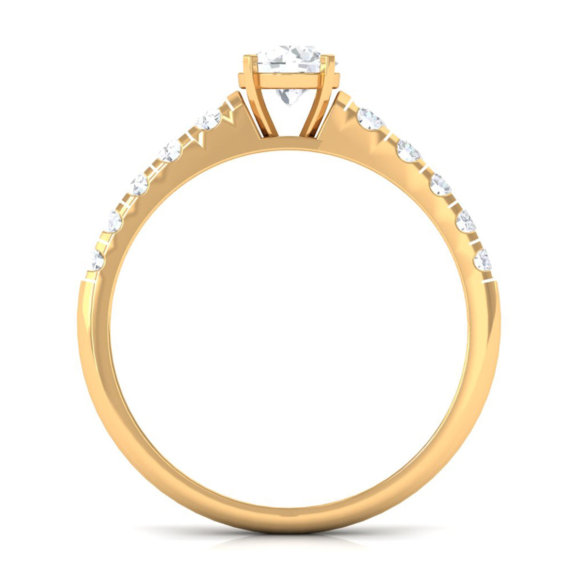 Round cubic zirconia side stone engagement ring by Rosec Jewels with sparkling stones and elegant band design.