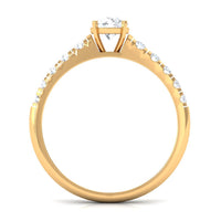 Round cubic zirconia side stone engagement ring by Rosec Jewels with sparkling stones and elegant band design.
