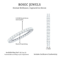 Designer Cubic Zirconia Full Eternity Stackable Ring with Certificate