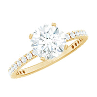 Rosec Jewels 2.75 CT zircon solitaire engagement ring with side stones, featuring a sparkling central stone and elegant band design.