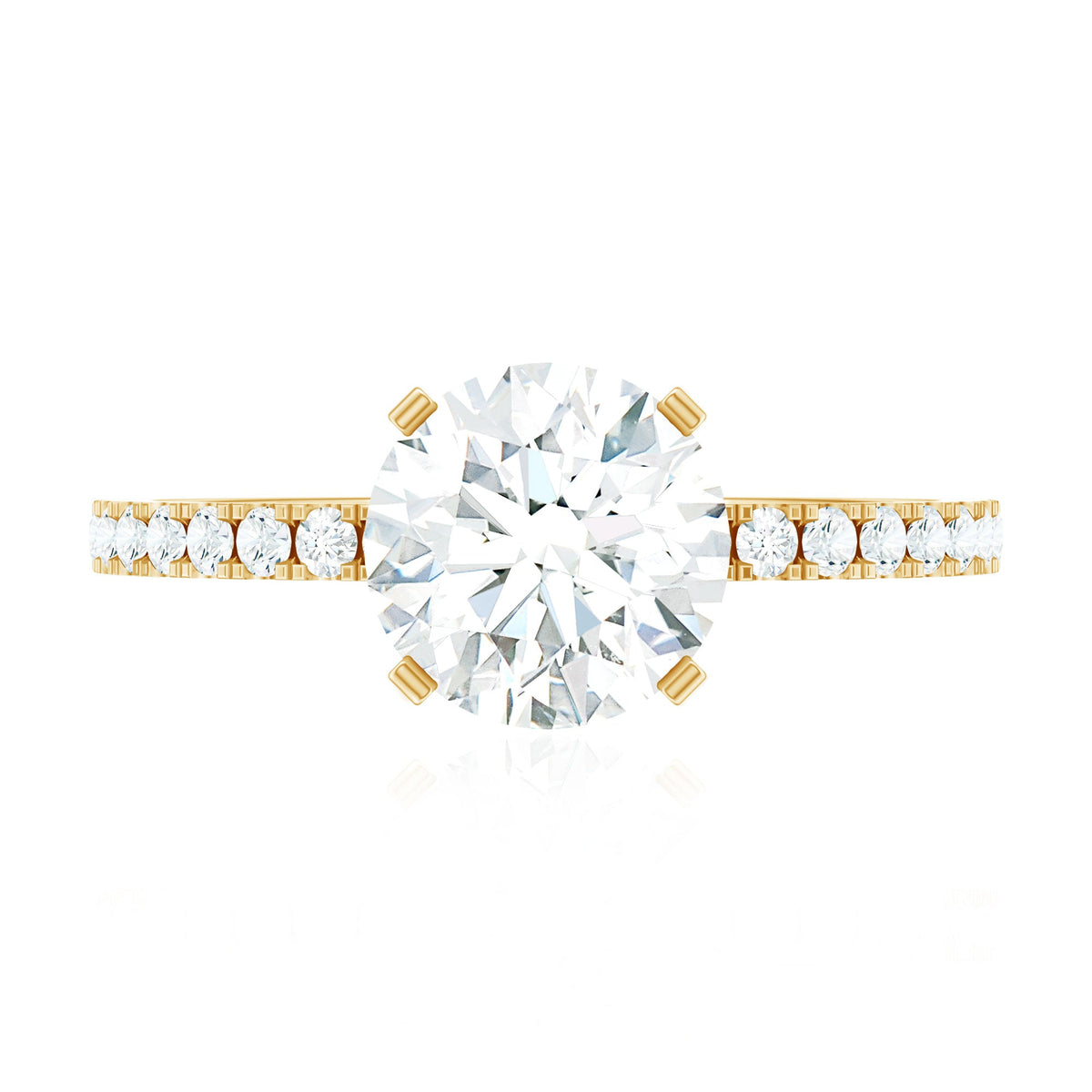 Rosec Jewels 2.75 CT zircon solitaire engagement ring with side stones, featuring a sparkling central zircon and detailed band.