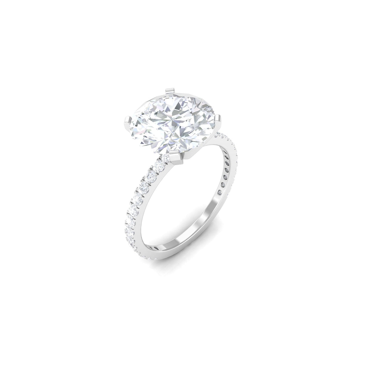 4.75 CT zircon solitaire engagement ring with side stones from Rosec Jewels, featuring a sparkling central zircon and elegant band design.