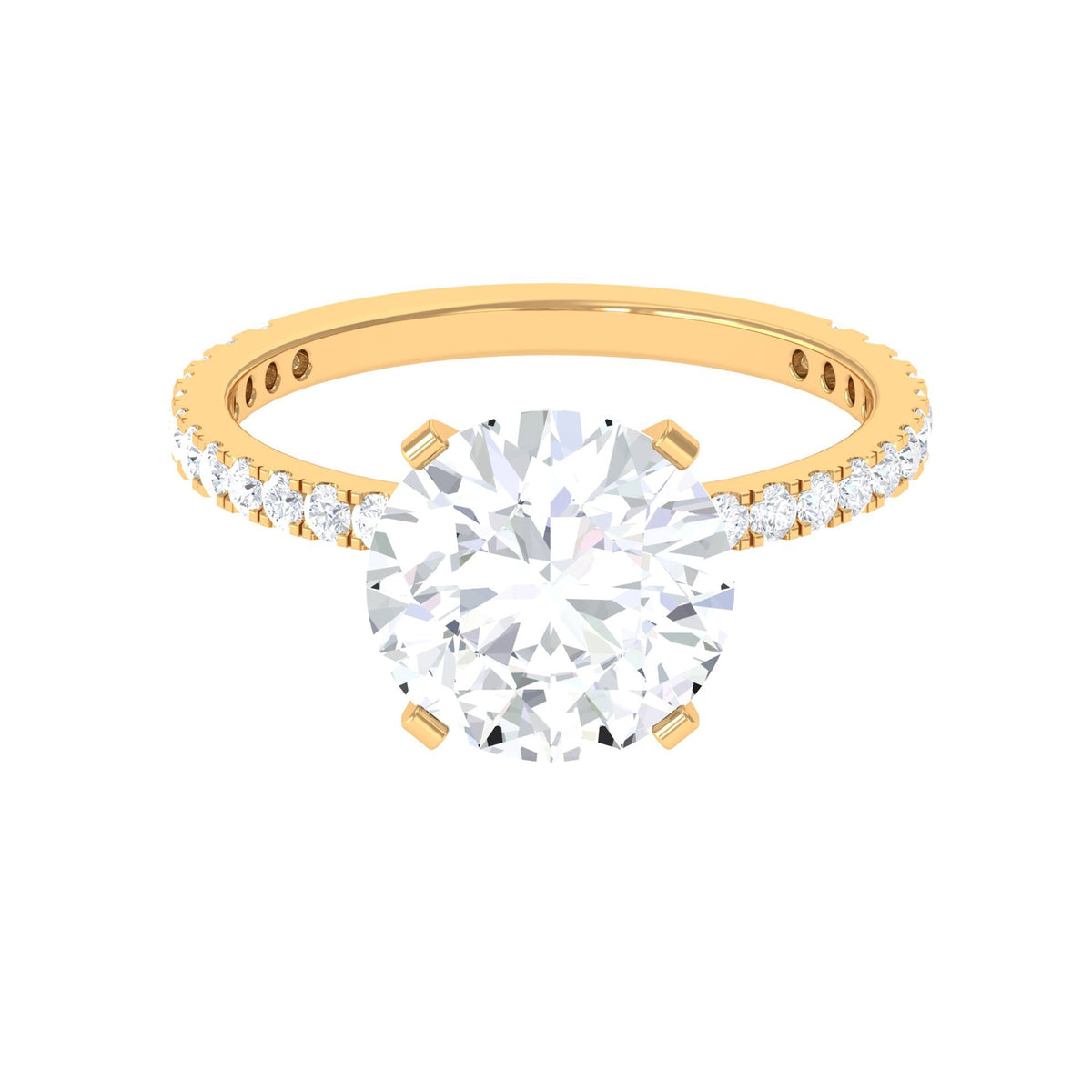 Rosec Jewels 4.75 CT zircon solitaire engagement ring with side stones, featuring a sparkling central gemstone and elegant band.