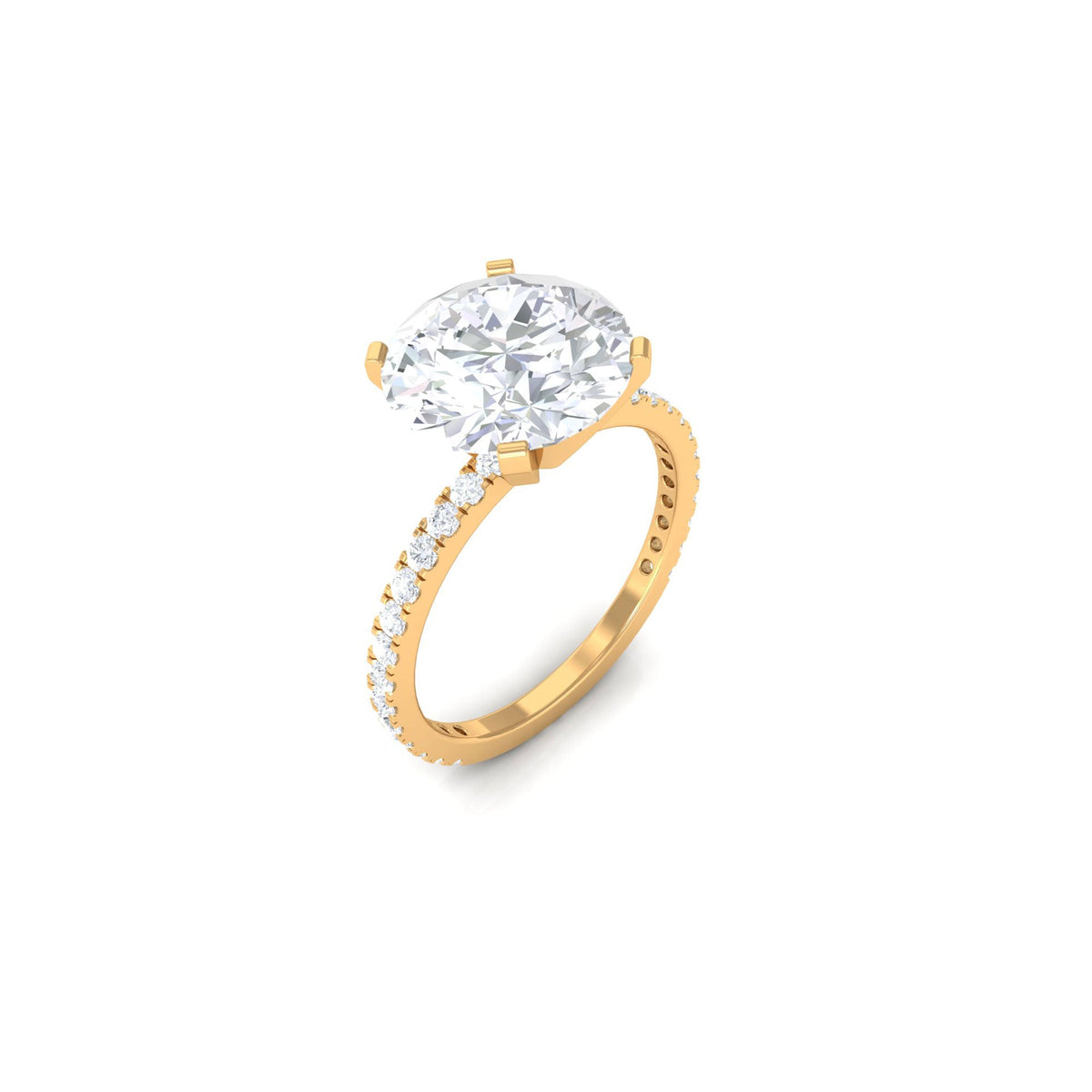 Rosec Jewels 4.75 CT zircon solitaire engagement ring with side stones, showcasing a sparkling central zircon and detailed band.