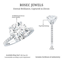 Certified 4.4 Carat Cubic Zirconia Solitaire Engagement Ring for Women
