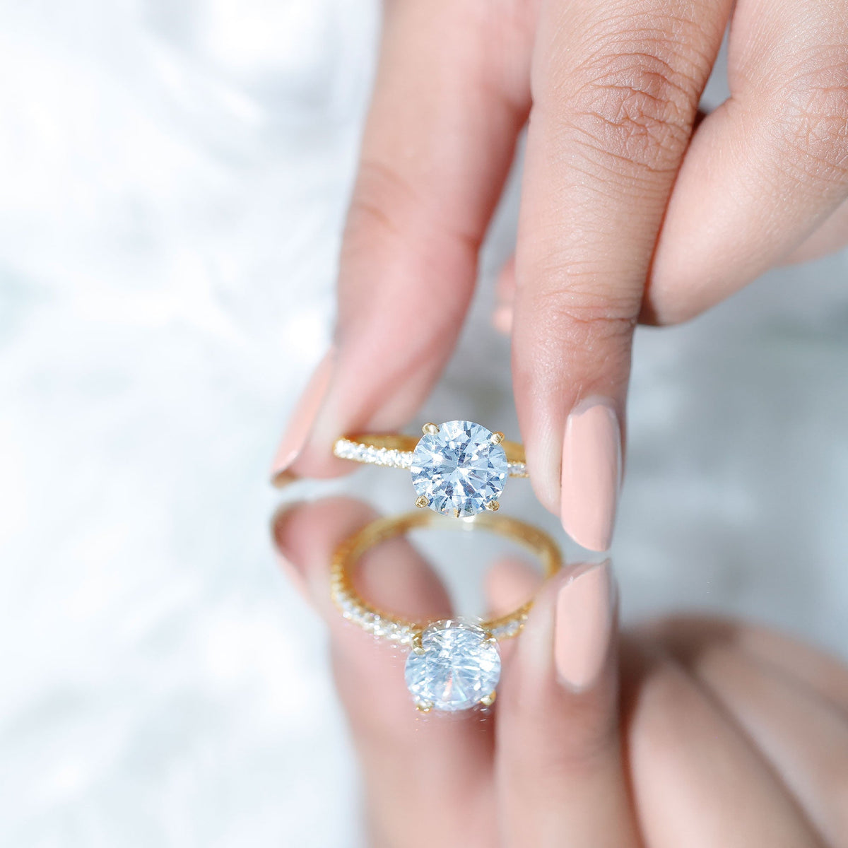 Certified 4.4 Carat Cubic Zirconia Solitaire Engagement Ring for Women
