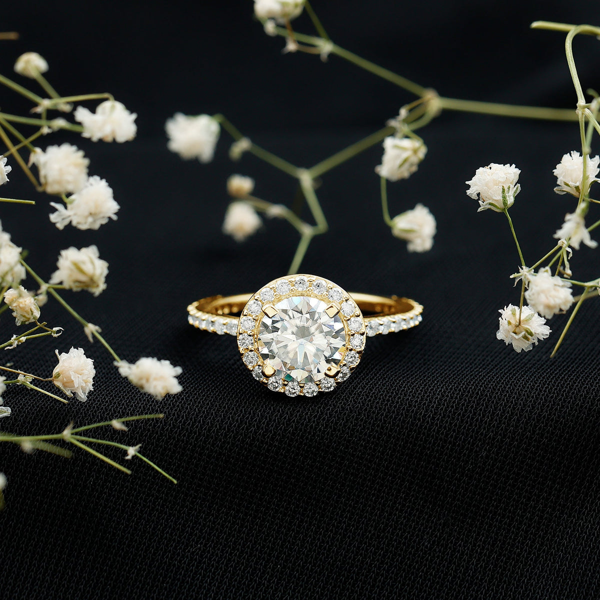 Rosec Jewels cubic zirconia floating halo engagement ring with a classic design and sparkling center stone.