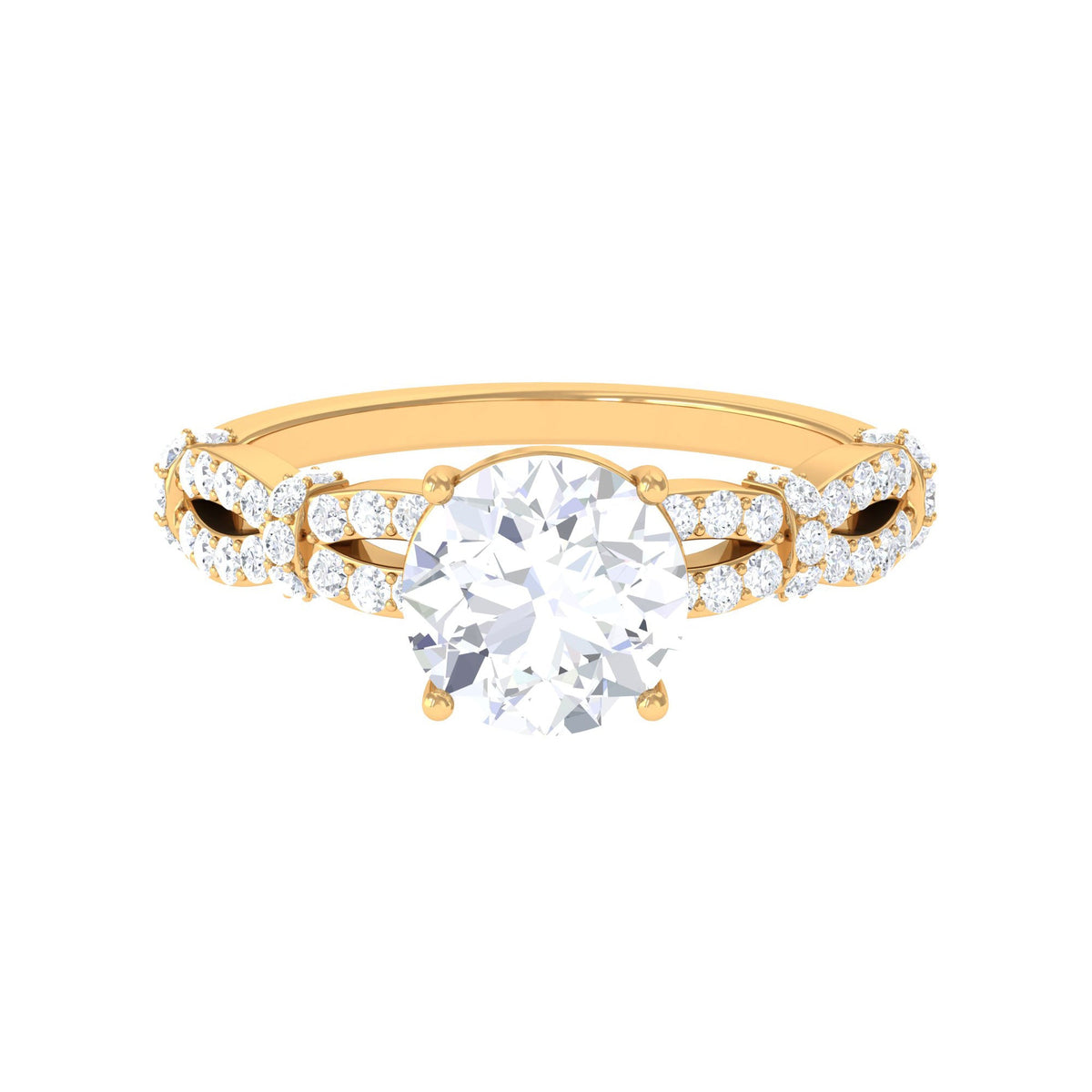 Rosec Jewels 3 CT solitaire cubic zirconia criss cross engagement ring featuring sparkling stones and a sleek silver band.
