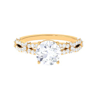 Rosec Jewels 3 CT solitaire cubic zirconia criss cross engagement ring featuring sparkling stones and a sleek silver band.