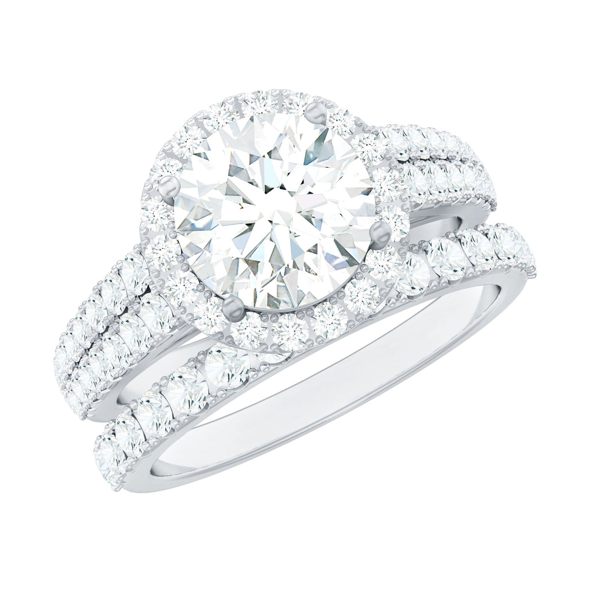 Round 2 Carat Cubic Zirconia Engagement Ring with Stackable Band