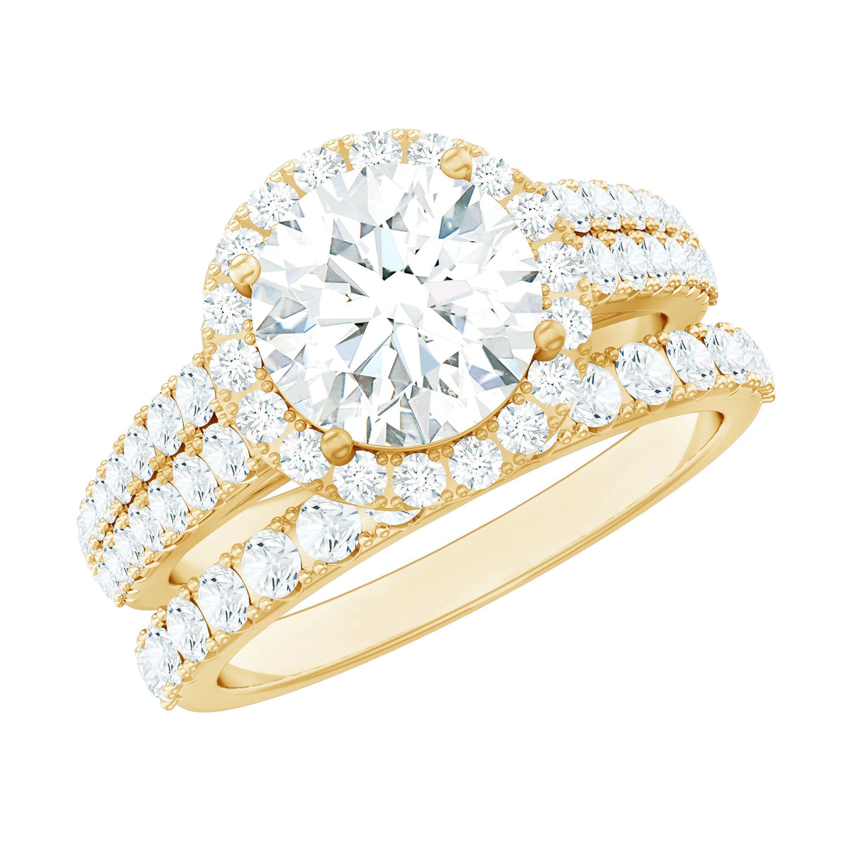 Round 2 Carat Cubic Zirconia Engagement Ring with Stackable Band