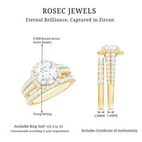 Round 2 Carat Cubic Zirconia Engagement Ring with Stackable Band