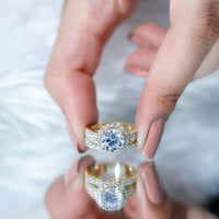 Round 2 Carat Cubic Zirconia Engagement Ring with Stackable Band