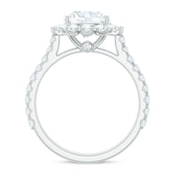 Rosec Jewels zircon round engagement ring with floating halo and side stones, showcasing sparkling details and elegant design.