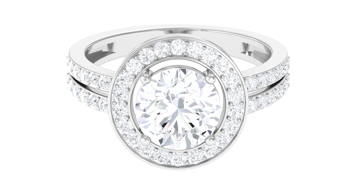 Classic cubic zirconia engagement ring with a 3.25 CT center stone, set in a silver-tone band by Rosec Jewels.