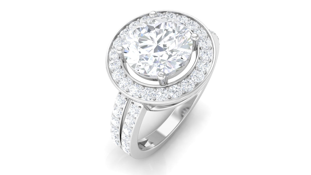 Rosec Jewels 3.25 CT cubic zirconia engagement ring with classic design and sparkling central stone, displayed on a white background.