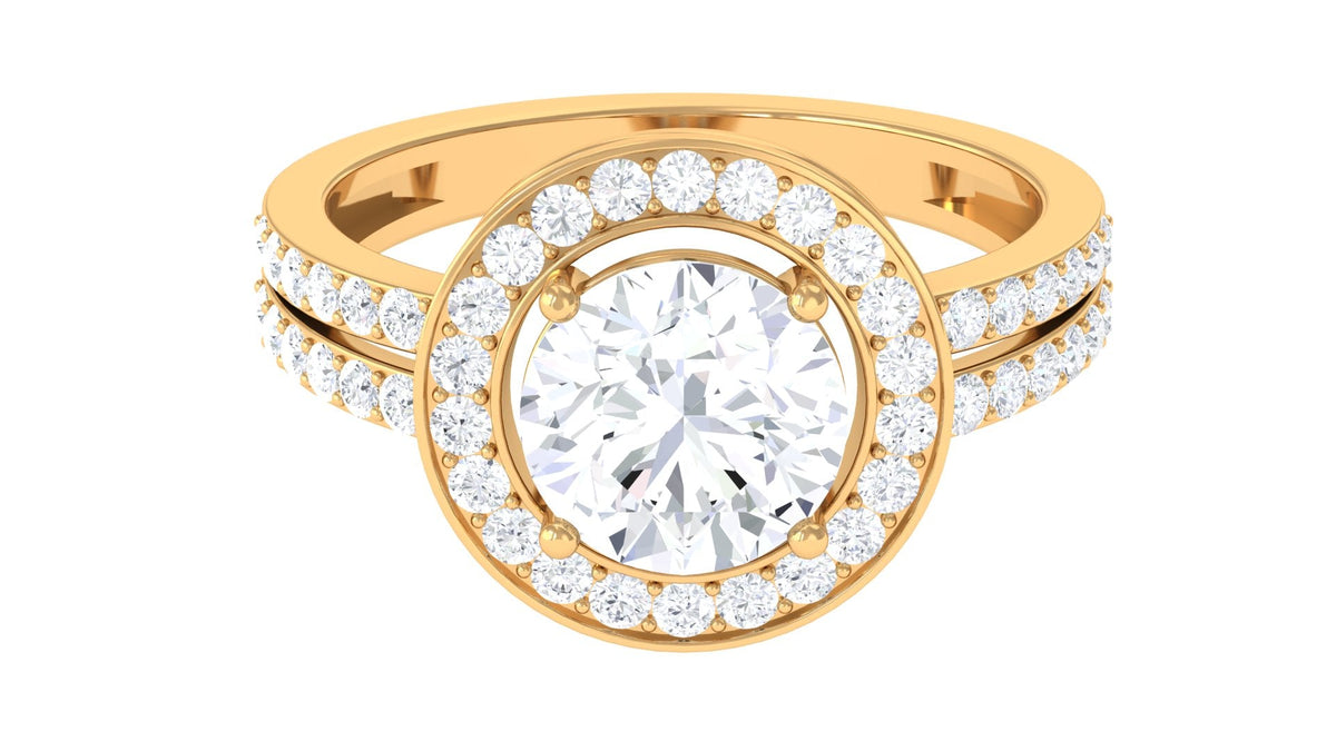 Rosec Jewels 3.25 CT cubic zirconia engagement ring with a classic design and sparkling center stone, showcasing elegant jewelry craftsmanship.