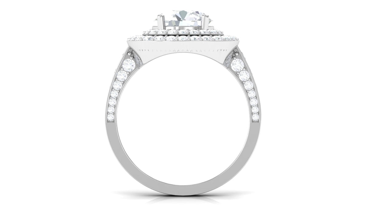 Cubic Zirconia Double Halo Engagement Ring