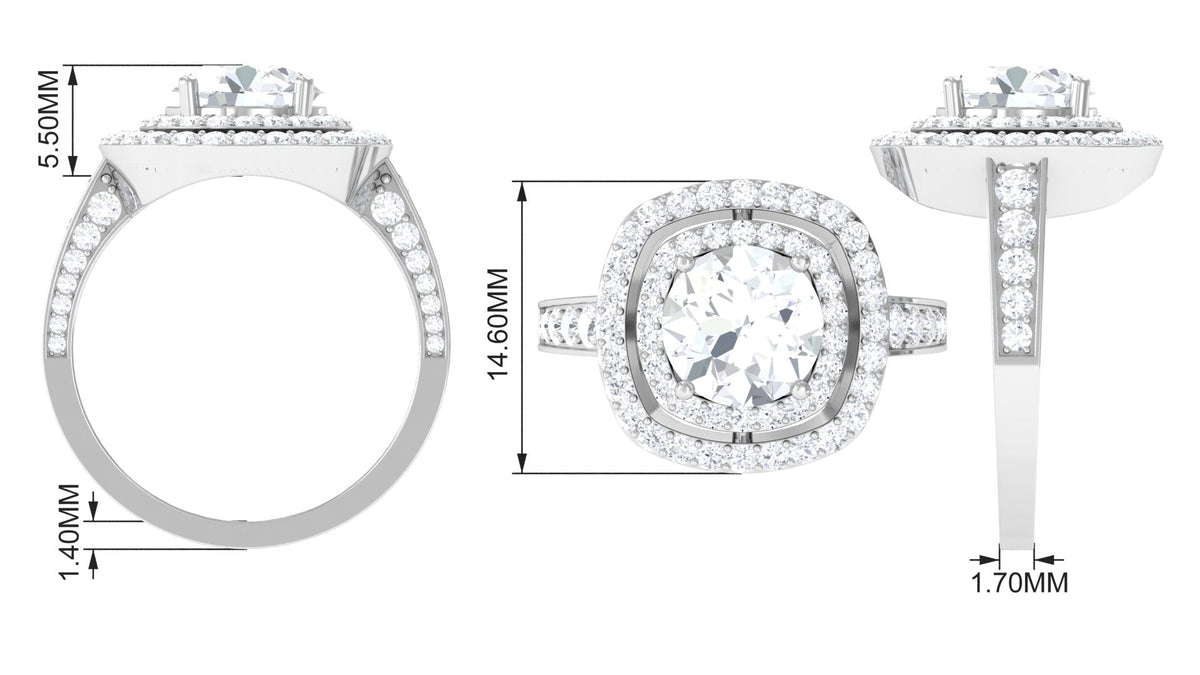 Cubic Zirconia Double Halo Engagement Ring