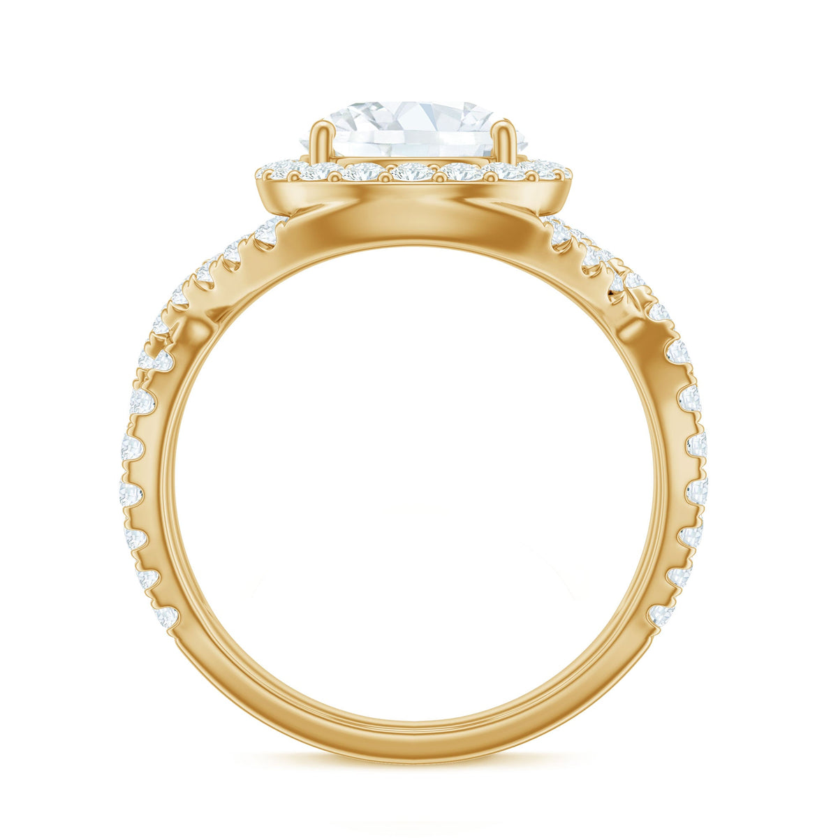 Two-carat round shape zircon crossover engagement ring by Rosec Jewels, featuring a sparkling, elegant design in sterling silver.