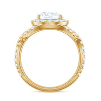 Two-carat round shape zircon crossover engagement ring by Rosec Jewels, featuring a sparkling, elegant design in sterling silver.
